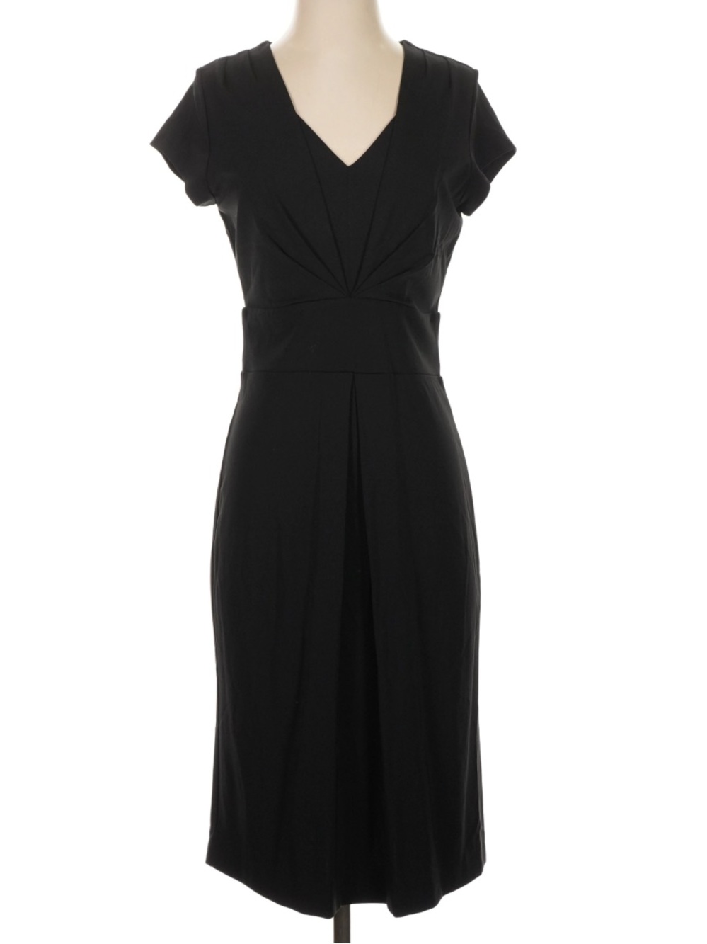 Talbots Black Cap-Sleeve V-Neck Sheath Dress